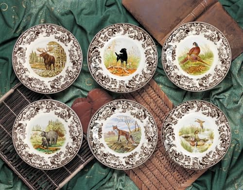 image for Spode Woodland Majestic Moose Dinner Plate – 10.5 Inch Wildlife Desi
