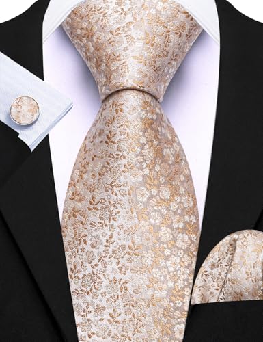 Image of Barry.Wang Designer Mens Tie Sets Collection, Eleagnt Gift Box Tie Clips Handkerchief Cufflink Set