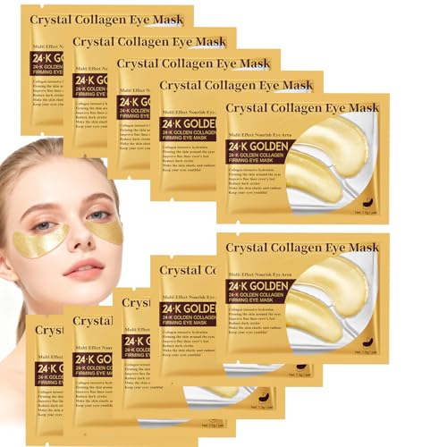 Virecose 10 Parches Ojos Bolsas y Ojeras, Parches Antiarrugas, Parches Ojos de Gel para Reducir Ojeras, Bolsas, Arrugas