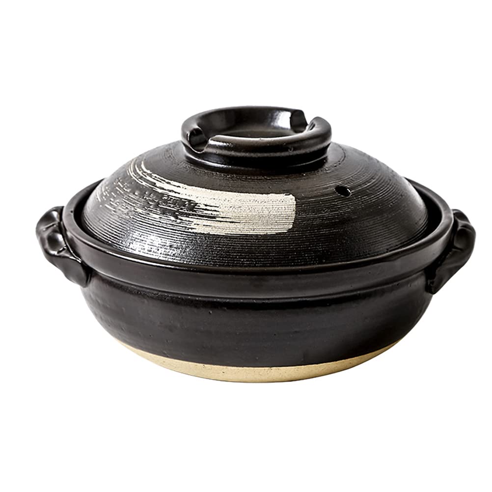 UPKOCH Clay Pot for Cooking, 900ml Japanese Ceramic Hot Pot, Donabe Casserole Korean Earthenware Pot with Lid (9- inch)