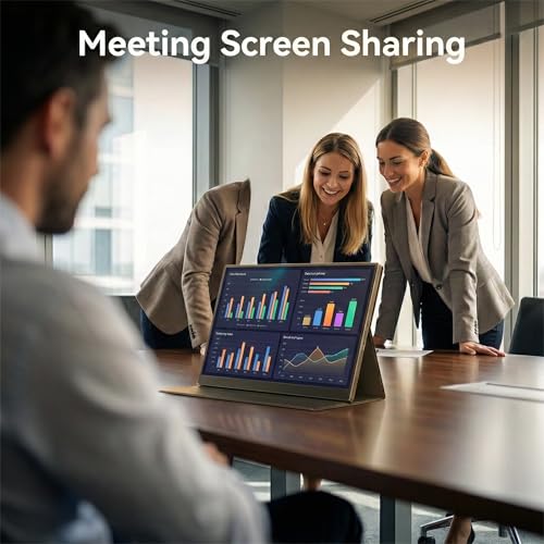 Image of 14 Inch Portable Monitor 1920x1200 IPS 16:10 Laptop Screen Extender, HDR FreeSync USB-C HDMI External Travel Monitor with Smart Cover & Dual Speakers for Mac PC PS5 Xbox Switch
