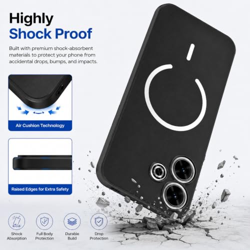 Image of SBMS Silicone Back Cover Case for Redmi 13 5G / 13 4G / Poco M6 Plus 5G | Soft Micro-Fibre Lining Inside | Magsafe Print On Back Side Camera Protection Bump | Shockproof Case Redmi 13 (Black)