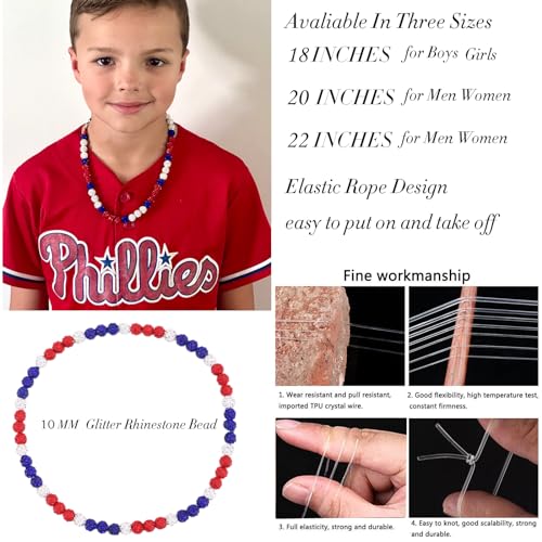Jewdreamer 4 PCS Baseball Beaded Chain Necklace for Men,Bling Ice Collection Baseball Necklace Gifts, Diamond Rhinestone Discoball Necklace Dirp Accessories Necklace Gifts for Baseball Team Lovers3