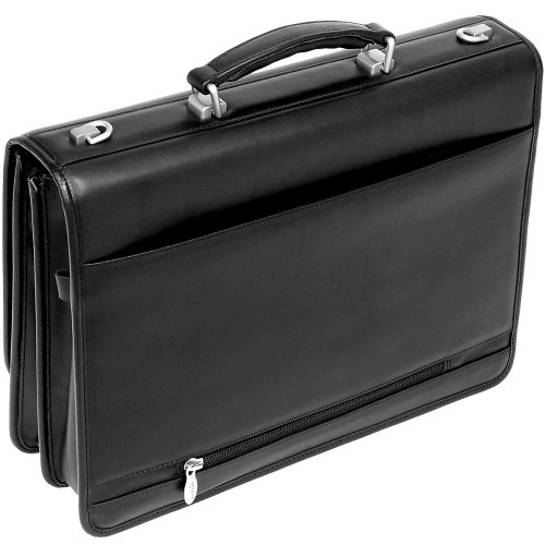 Mcklein, I Series, Bucktown, Full Grain Cashmere Napa Leather, 15" Leather Double Compartment Laptop Briefcase, Black (43545) #TOP1
