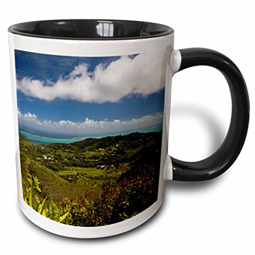 3dRose Mauritius, Mt Lubin, View from Mt Limon 11oz Two-Tone Black Mug