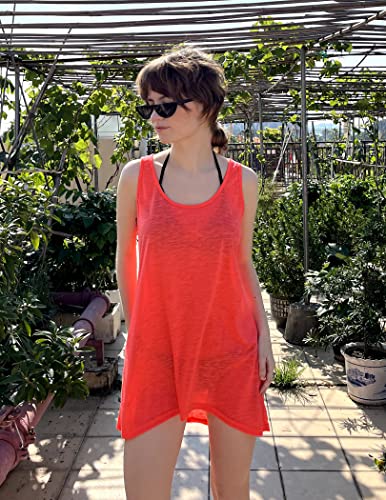 Ekouaer Womens Beach Cover Ups Sleeveless Swimsuit Dress Bathing Suit Tank Beach Dress Pink X-Large #TOP4