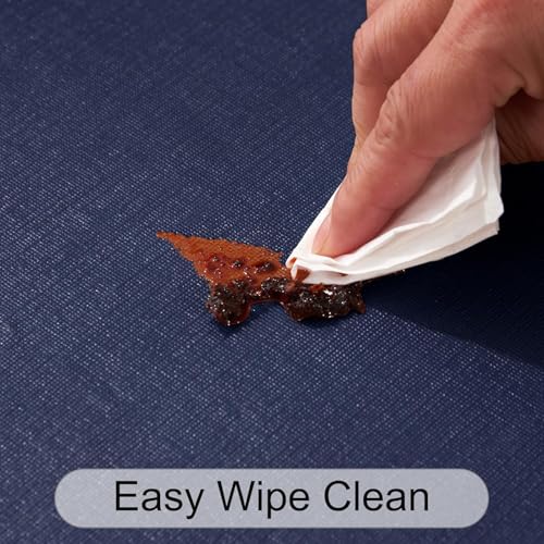 Wondwrla Rectangle Tablecloth, Vinyl Tablecloths with Flannel Backing, Waterproof Wipeable Oil-Proof, Plastic Table Cloth for Dining, Picnic, Camping, Indoor and Outdoor (Dark Blue, 52" x 70") by Wonderla - Image 4