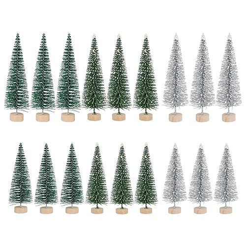 GGISUI 18 PCS Mini árbol de Navidad, 3 Colores Arbol de Navidad Nevado Artificial Árbol De Navidad Pequeño Artificial Abeto Árbol de Mavidad para Decoración de Mesa de Manualidades Navideñas