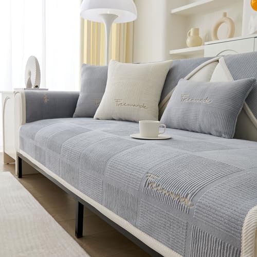 Generisch Sofabezug Sofa Überzug Couch Überzug Couch Überwurf Couchbezug U Form Sofa Cover 1/2/3/4 Sitzer Sofabezug Ecksofa L Form Wasserdicht rutschfeste Sofa Überwurf Sofadecken (Grau, 70 * 150)