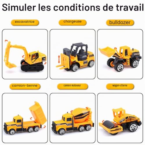 6 Pièces Voitures Jouets Chantier, Véhicule de chantier mini ature – vue 5
