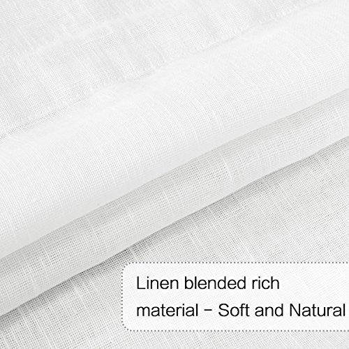 H.versailtex Linen French Door Curtains Privacy Light Reducing Door Curtain With Tieback | Rod Pocket Curtain 2 Panels For Glass Door Feature Open Weave Textured Linen - 25"X40" - White #TOP3