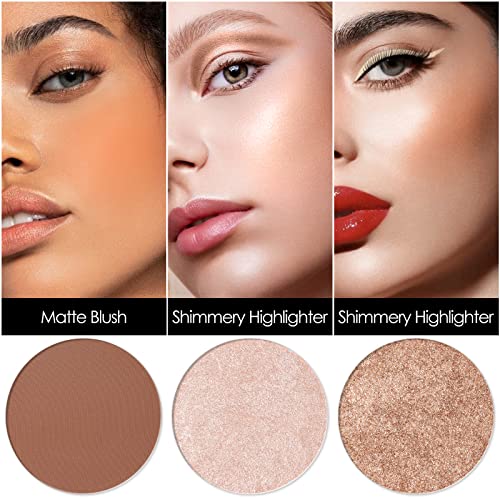 Focallure Blush And Highlighter Palette,3 In 1 Makeup Powder Palette,Cruelty-Free Matte Blush,Shimmer Illuminator Highlighters For A Glowing Look,#02 #TOP1