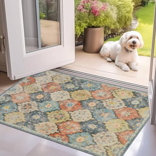 Cekene Door Mat Indoor Outdoor 60x90cm Vintage Entrance Floor Mats Non-Slip Doormats Washable Absorbent Dirt Trapper Low Profile Floor Rug for Front Door Kitchen Bedroom