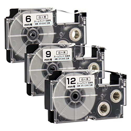 �y���g�i�z�J�V�I�Ή� CASIO�Ή� �l�[�������h�p XR-6WE XR-9WE XR-12WE ��/������ ���F6mm / 9mm / 12mm 3�Z�b�g �݊��e�[�v�J�[�g���b�W �������₷���؂荞�ݓ���