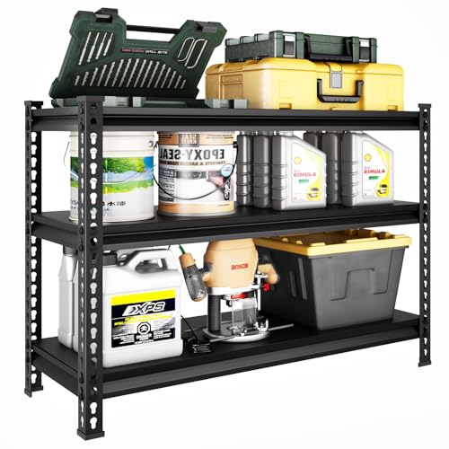 3-Tier Garage Shelving Heavy Duty,40”W x 18”D x 36”H Metal Shelving Unit，1320 lbs Weight Capacity Adjustable Storage Shelves for Retiple Tanks, Aquariums, Pantry, Garage，Black