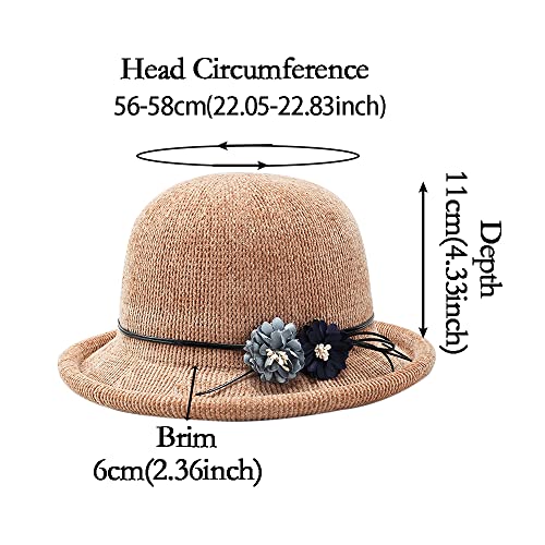 Zffxh 2 Pcs Winter Wool Knit Cloche Hat 1920 Vintage Beanie Cap Bowler Church Bucket Dress Felt For Women Ladies Seniors #TOP1