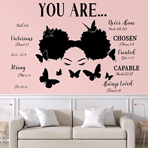 Black Girl Wall Stickers Inspirational Quote Wall Decal for Girls Bedroom Room Decor African American Motivational Saying Positive Sticker Teens Girl Bedroom Wall Art Women Wall Decals (Elegant Style)
