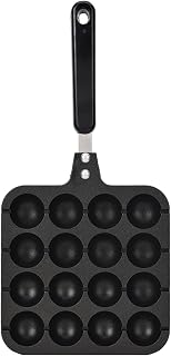 Cyrank Takoyaki Pan Cast Aluminum, Aebleskiver Pan Commercial Nonstick Pancake Pan for Pancake Puffs Makes 20 Pancake Balls with 4 Tabs