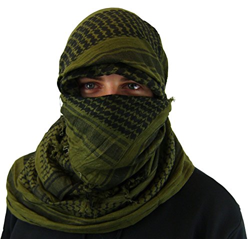 PDTXCLS Zephyr Shemagh Tactical Desert Scarf - Olive/Black