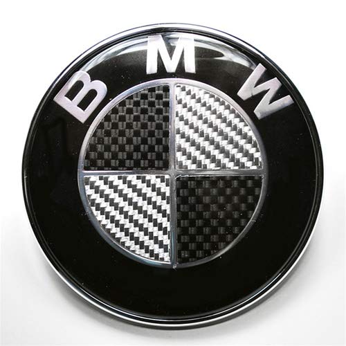 Keep Real BMW Emblem 82mm Hood/Trunk Logo Replacement 2pin for ALL Models BMW LOGO DECAL E30 E36 E46 E34 E39 E60 E65 E38 X3 X5 X6 3 4 5 6 7 8 Series (82MM, Black-Carbon)