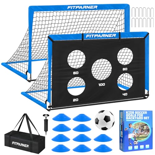 Image of Soccer Goal,Backyard Soccer Goals for Kids 2 Pack,4x3 /6x4 FT Portable Toddler Soccer Nets with Target,Ball & Cones,Soccer Training Equipment for Kids Youth Outdoor Games,Sports,Play