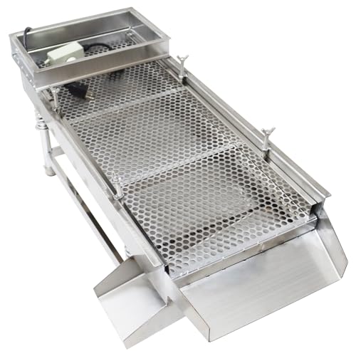 WYDDDARY Small Stainless Steel Linear Screen JG30-75 Electric Linear Sifter Machine Straight Vibrating Sieve Shaker 10mm Round Hole Mesh Single Layer Single Motor 110V
