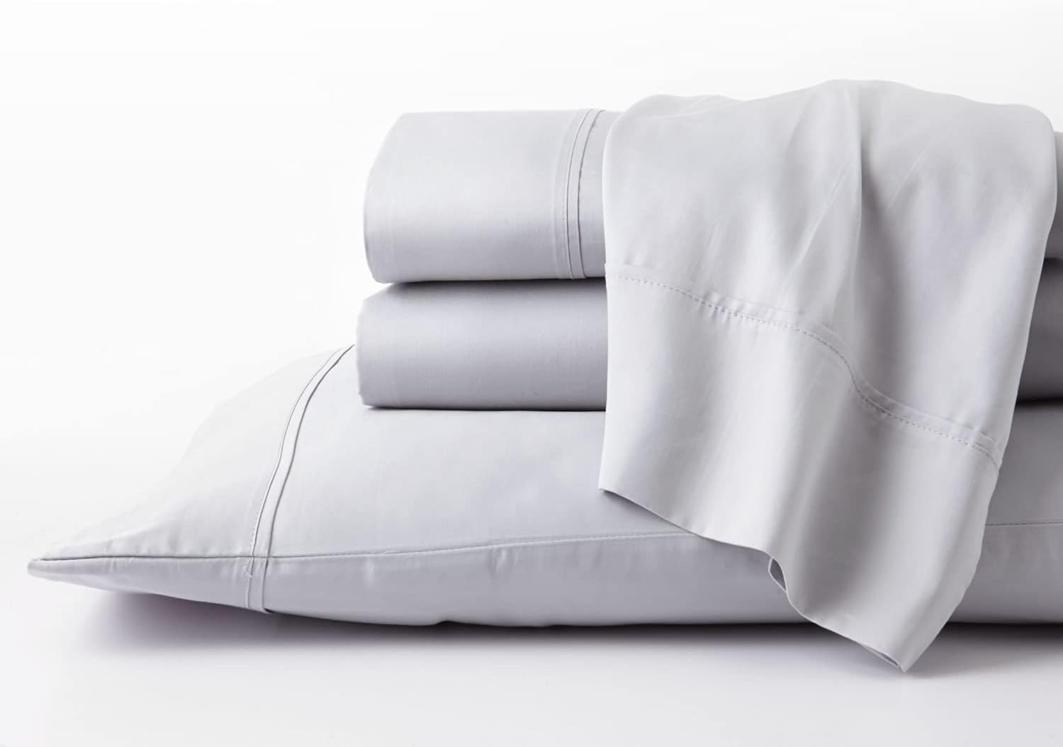 🔥 GhostBed Full Cooling Supima Cotton and Tencel Luxury Sheet Set - Wrinkle Resistant with Deep Pockets, 4 Piece, Gray