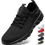 EKRBXA Mens Running Shoes Tennis Walking Gym Lightweight Workout Slip on Athletic Fashion Sneakers Breathable Sport Jogging Hiking Casual Black Shoe