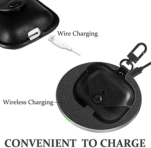 Image of Genuine Leather Case Compatible with AirPods Pro 3rd Gen (2025), VOMA Protective Cover for Apple AirPods Pro 3 Wireless Charging Case with Keychain and Snap Lock Black