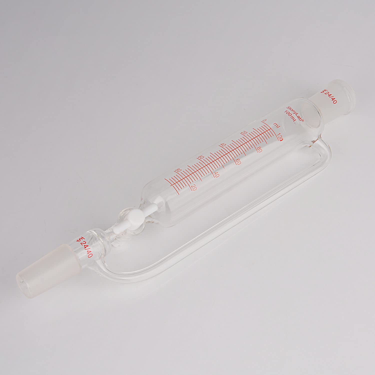 stonylab Druckausgleich Glastropftrichter mit Abgestufter Zugabe, Borosilikatglas Tropftrichter Addition Funnel Labortrichter mit 24/40 Gelenk und PTFE Absperrhahn (24/40 Joint, 100 ml)