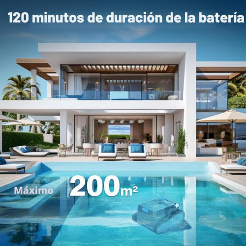 Miniatura 5 de (Nuovo 2026) EVERCROSS BOT Robot Limpiafondos Piscina Automático con App, Robot Piscina sin Cable, Limpieza Completa Suelo y Paredes, 120 Min, Regreso Automático, 200 m²