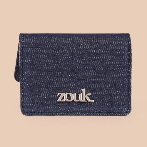 Image of ZOUK Tovi Mini Bag Wallet | Stylish Vegan Denim Crossbody Wallet for Women with Card Slots & Water-Resistant Lining | Handcrafted Small Sling Bag with Silver Chain Strap | Auroville Amethyst