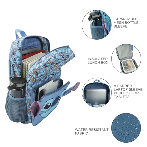 Bioworld Disney Stitch Character Print 16" Backpack & Lunch Kit Value Set3