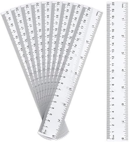 upain 20cm Rulers 10 Pack Shatterproof Clear 8 inch Plastic Ruler Transparent Measuring Tool for Children Kids Students School Classroom Office Supplies