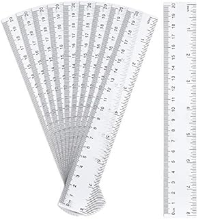 upain 20cm Rulers 10 Pack Shatterproof Clear 8 inch Plastic Ruler Transparent Measuring Tool for Children Kids Students School Classroom Office Supplies