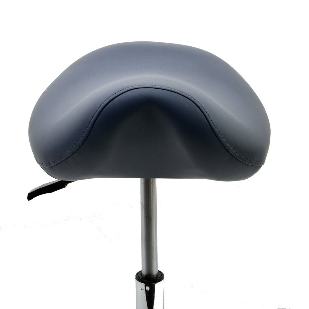 Sattelstuhl - Sattelhocker - Rollhocker - Arbeitshocker - für Praxis, Büro und Home-Office - höhenverstellbar und drehbar (Taubenblau)