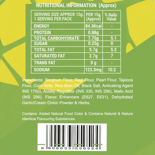 Image of Oh!G Cream & Onion Millet Puffs (18g) | 100% Roasted Healthy Snacks for Kids & Adults | Mini Pillow Pouches | Tiffin & Travel Diet Munchies | Pack of 10 (18g Each)