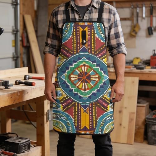 Delantal de trabajo con patrón textil estilo africano miniatura 5