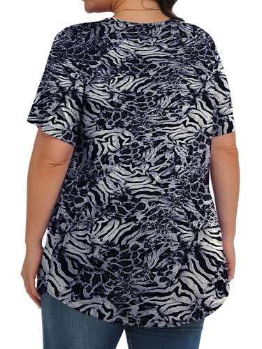 Image of Tencede Womens Plus Size Tops Tunic Short Sleeve Crew Neck Shirts Casual Soft Blouse 1X-5X