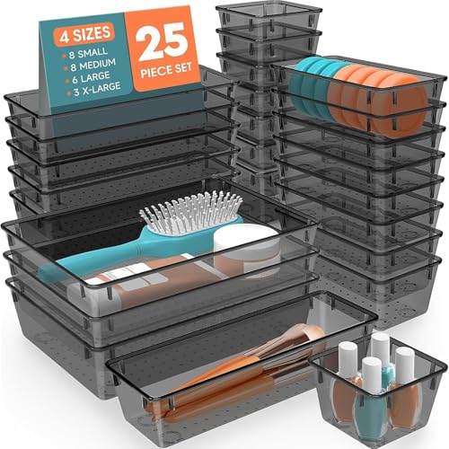 SpaceHacks 25 PCS Plastic Drawer Organizer Set, 4-Size...