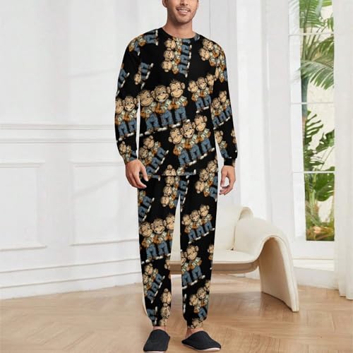 Funny Monkey Gorilla Bills Mens Pajamas Set Long Sleeve Sleepwear Pjs Set Shirts And Bottoms Sleep Sets Loungwear2