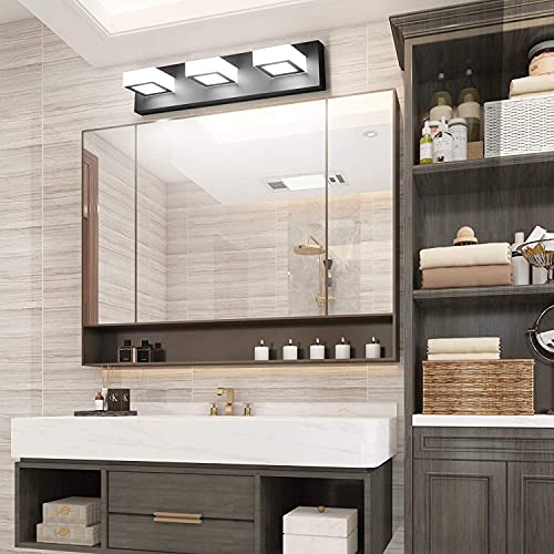 Image of Ralbay Black Bathroom Vanity Lights 3 Lights Acrylic Modern LED Black Vanity Lights for Bathroom (Natural White Light)