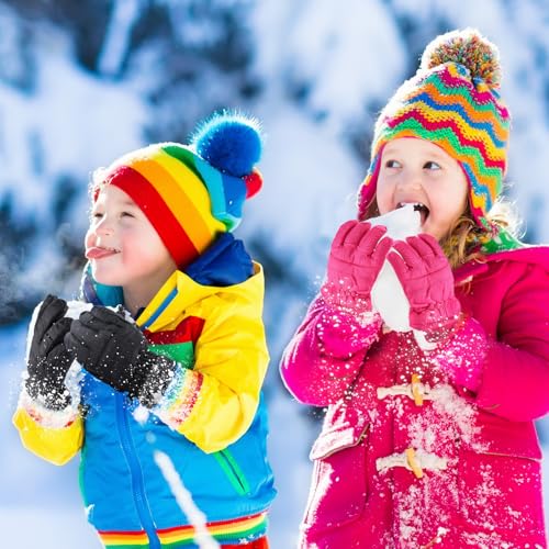 Boao 2 Pairs Kids Winter Ski Gloves Waterproof Warm Snow Mittens Full Finger Gloves for Toddlers Infants2