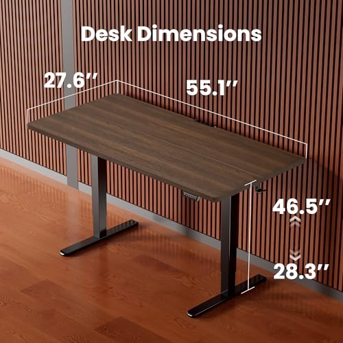 Image of ErGear Height Adjustable Electric Standing Desk, 55 x 28 Inches Sit Stand up Desk, Memory Computer Home Office Desk, Dark Walnut
