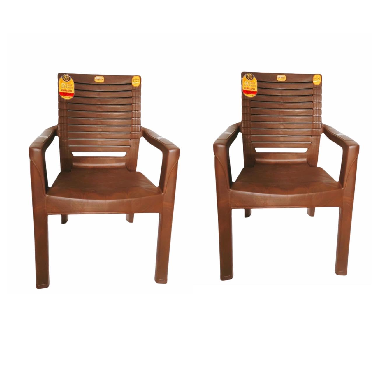 ANMOL Supreme Fortuner Plastic Chairs for Home, Café, Garden & Restaurant Heavy Duty Comfortable Plastic Outdoor and Indoor Chairs with Arm Rest Weight Bearing Capacity 200 kg (Pack of 2, Brown)-image-48