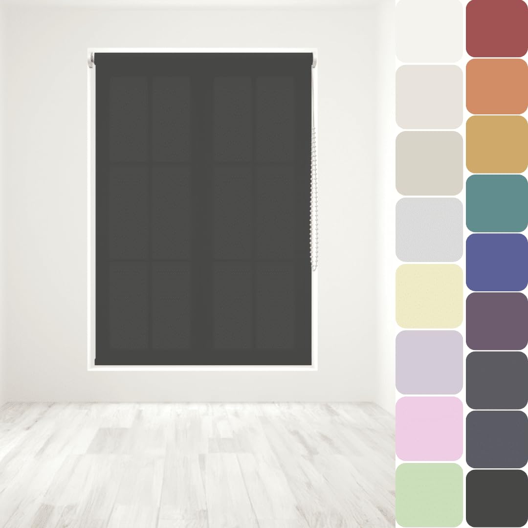 Straight Edge Dim-Out Roller Blind - Easy Fit Home Office - 210cm Width x 210cm Width Drop - Black โ image 1