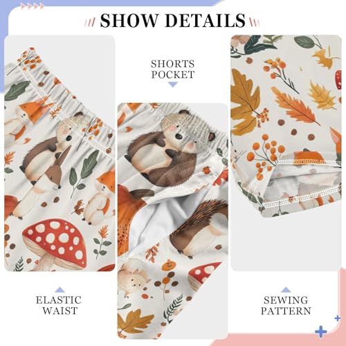 Pajama Pants Woodland Animals Autumn Fruits PJ Bottoms Sleepwear Lounge Sleep Pant with Pockets4