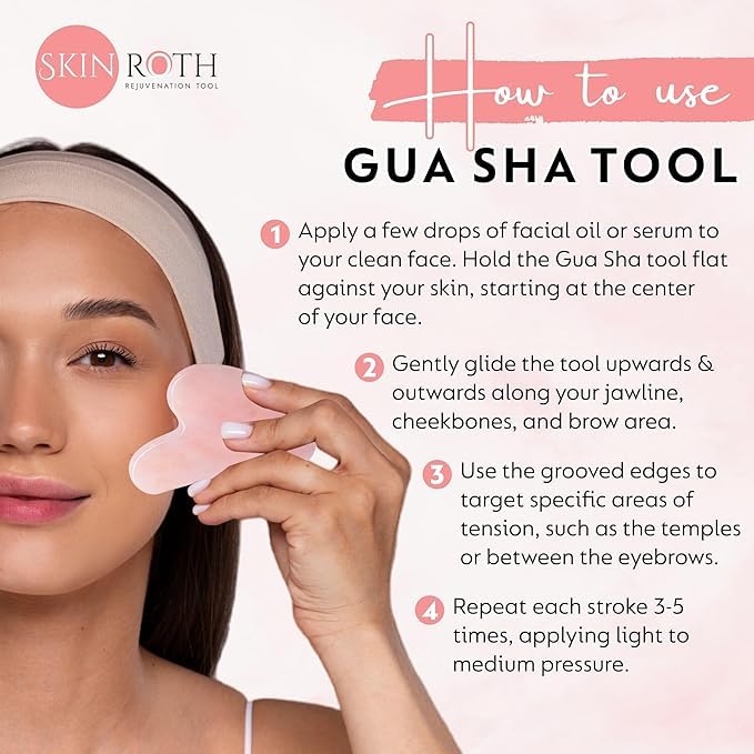 Image of Gua Sha Combo Set - Jade Stone and Rose Quartz Facial Massage Tools for Face and Body, Green and Pink Crystal Scrapers for Skincare Routine