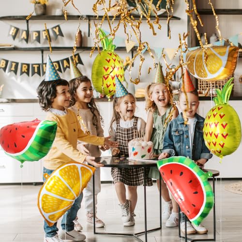 Image of 6 Pack Cartoon Fruit Orange Citrus Aluminum Foil Balloon, Jumbo Tangerine Orange Slice Balloons for Little Cutie Baby Shower Hawaii Summer Themed Birthday Party Decor Supplies