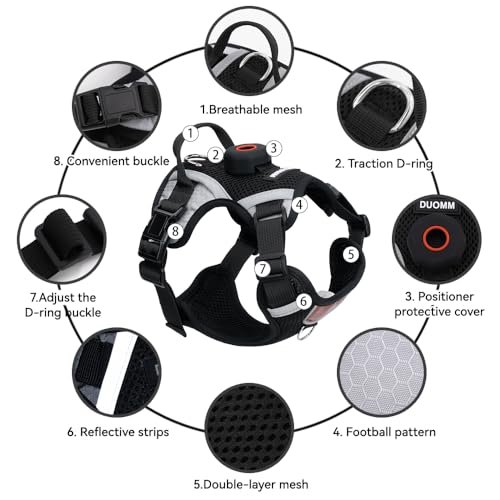 Cat Harness Leash Set with AirTag Holder, Upgraded Escape Proof Vest with Lead for Large Cat Small Dog Puppy Outdoor Walking, Soft Breathable Mesh Jacket with Reflective Strip (Black, L) - Image 4